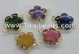 NGC218 24mm - 25mm flower agate gemstone connectors wholesale