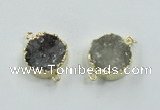 NGC246 16mm - 18mm coin druzy agate gemstone connectors