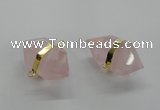 NGC260 18*30mm - 20*35mm faceted nuggets rose quartz connectors