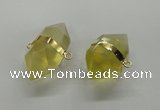 NGC261 18*30mm - 20*35mm faceted nuggets lemon quartz connectors