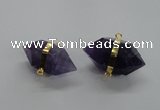 NGC262 18*30mm - 20*35mm faceted nuggets amethyst connectors