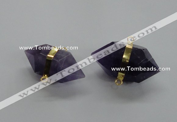 NGC262 18*30mm - 20*35mm faceted nuggets amethyst connectors