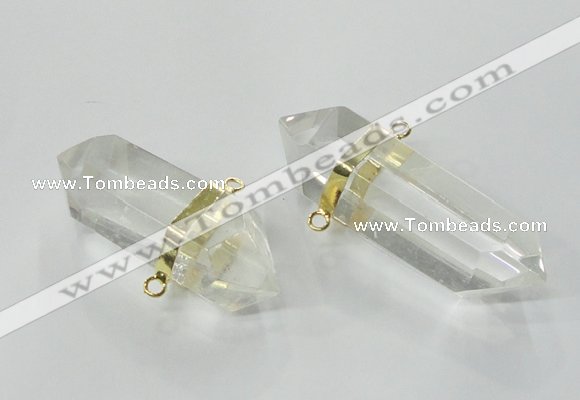 NGC266 15*45mm - 18*50mm faceted nuggets white crystal connectors