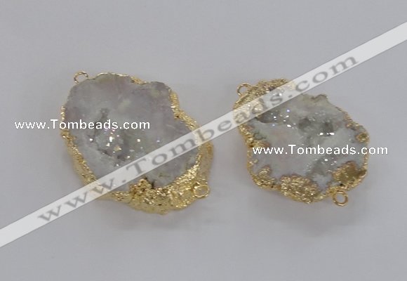 NGC267 35*45mm - 40*50mm freeform plated druzy agate connectors