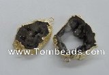 NGC272 30*35mm - 35*40mm freeform plated druzy agate connectors