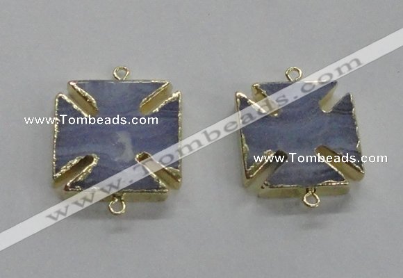 NGC275 26*26mm - 28*28mm blue lace agate gemstone connectors