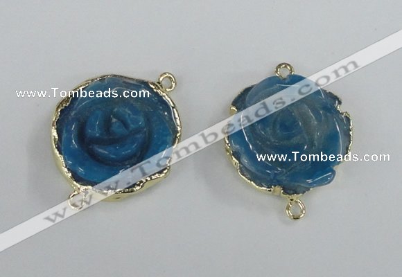 NGC290 23*25mm - 26*28mm carved flower agate gemstone connectors