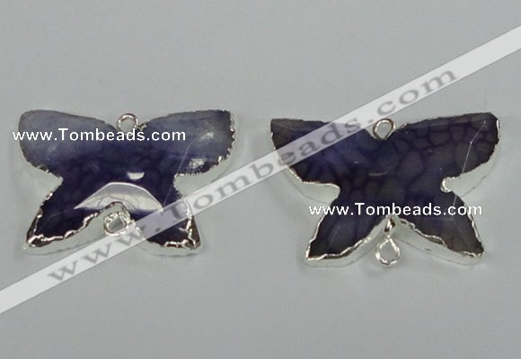 NGC310 22*30mm carved butterfly agate gemstone connectors