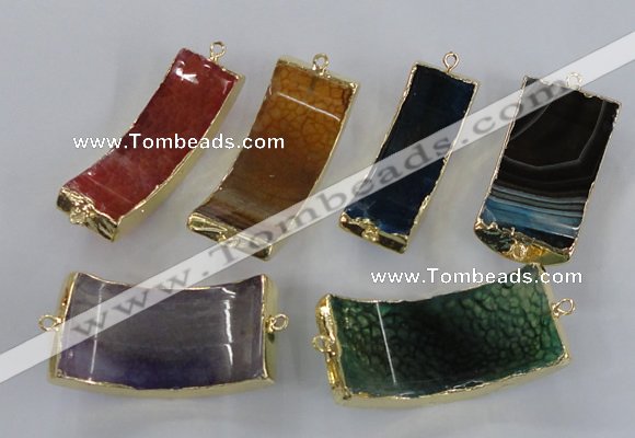 NGC326 15*50mm - 22*45mm agate gemstone connectors wholesale