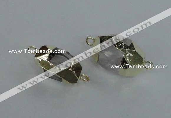 NGC337 15*20mm - 18*25mm faceted nuggets white crystal connectors