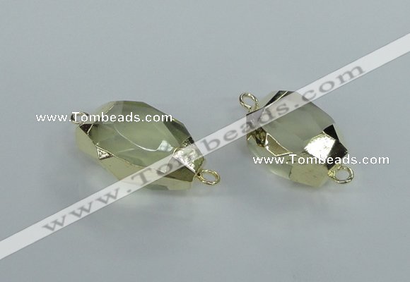 NGC338 15*20mm - 18*25mm faceted nuggets yellow quartz connectors