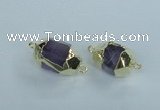 NGC340 15*20mm - 18*25mm faceted nuggets amethyst connectors