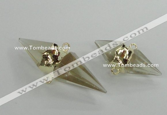 NGC346 18*30mm - 15*45mm faceted bicone yellow quartz connectors