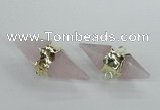 NGC347 18*30mm - 15*45mm faceted bicone rose quartz connectors