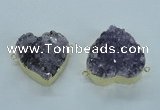 NGC371 33*35mm - 38*40mm heart druzy amethyst gemstone connectors