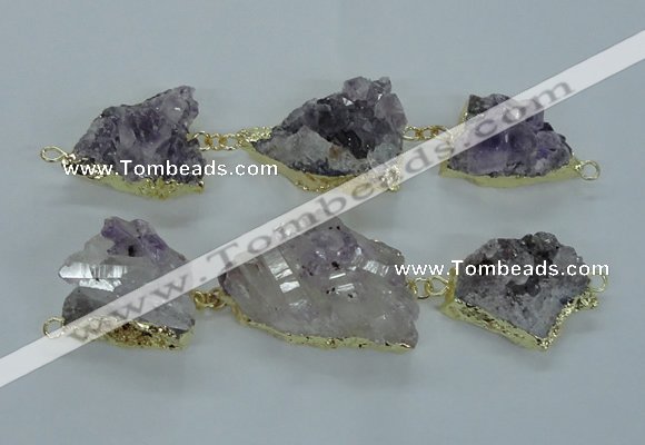 NGC375 20*25mm - 25*30mm freeform druzy amethyst connectors