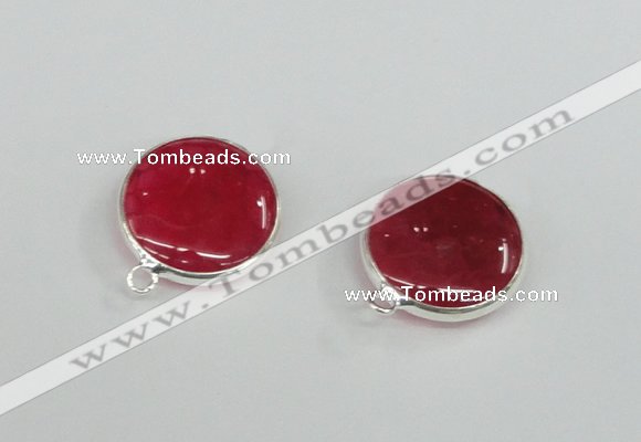 NGC382 18mm flat round agate gemstone connectors wholesale