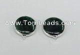 NGC383 18mm flat round agate gemstone connectors wholesale