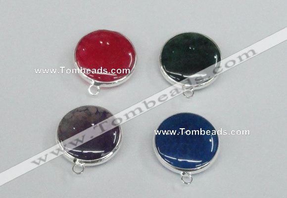 NGC384 18mm flat round agate gemstone connectors wholesale