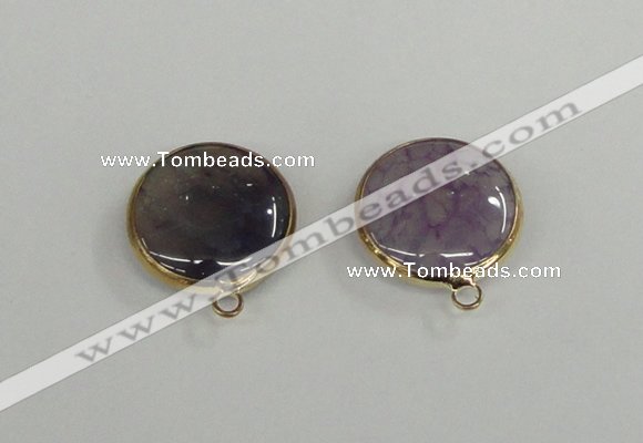 NGC391 18mm flat round agate gemstone connectors wholesale