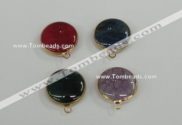 NGC395 18mm flat round agate gemstone connectors wholesale