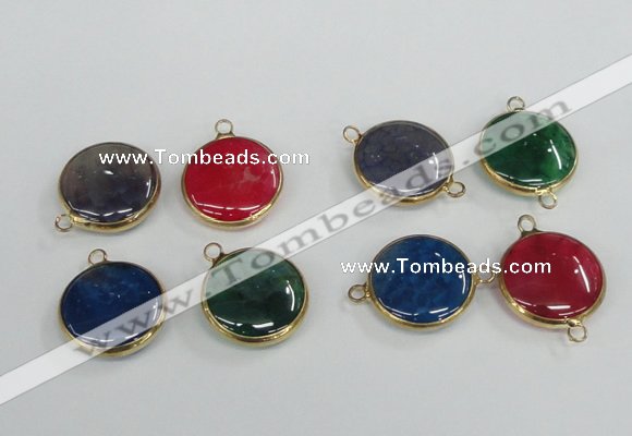 NGC400 18mm flat round agate gemstone connectors wholesale