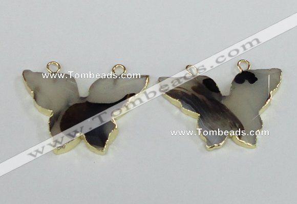 NGC405 30*40mm butterfly agate gemstone connectors wholesale