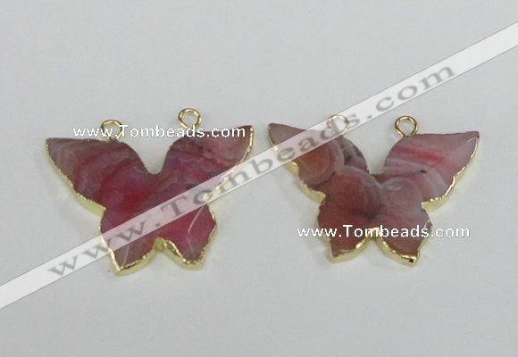 NGC408 30*40mm butterfly agate gemstone connectors wholesale