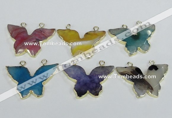 NGC411 30*40mm butterfly agate gemstone connectors wholesale