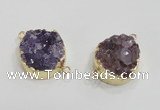 NGC419 20mm coin druzy amethyst gemstone connectors wholesale