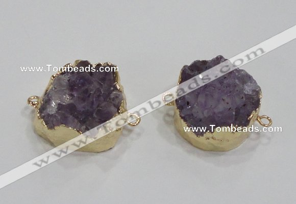 NGC420 25mm coin druzy amethyst gemstone connectors wholesale