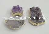 NGC438 20*25mm - 25*30mm freeform druzy amethyst gemstone connectors