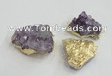 NGC439 20*25mm - 25*30mm freeform druzy amethyst gemstone connectors