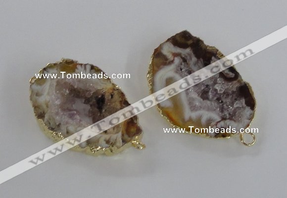 NGC445 18*25mm - 25*35mm freeform druzy agate gemstone connectors