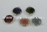 NGC453 20mm coin agate gemstone connectors wholesale