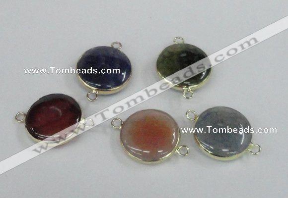 NGC453 20mm coin agate gemstone connectors wholesale