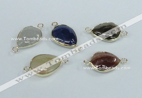 NGC455 13*18mm flat teardrop agate gemstone connectors wholesale