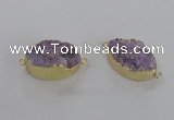 NGC472 20*30mm oval druzy agate gemstone connectors wholesale