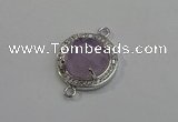 NGC5018 20mm flat round amethyst with rhinestone connectors