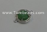 NGC5020 20mm flat round green aventurine with rhinestone connectors