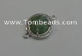 NGC5021 20mm flat round amazonite with rhinestone connectors