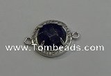 NGC5022 20mm flat round lapis lazuli with rhinestone connectors