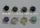 NGC5025 20mm flat round mixed gemstone connectors wholesale