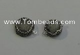 NGC5048 12mm - 14mm flat round druzy quartz with rhinestone connectors