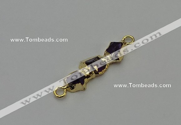 NGC5057 10*25mm - 10*35mm freeform amethyst gemstone connectors