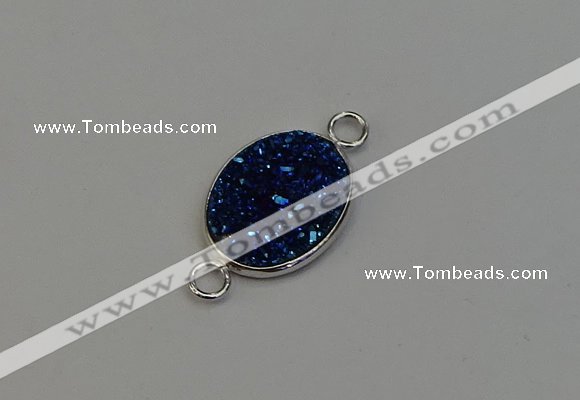 NGC5061 15*20mm oval plated druzy agate connectors wholesale