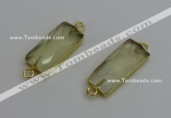 NGC5078 12*30mm - 15*35mm faceted rectangle lemon quartz connectors