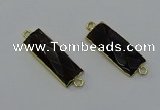 NGC5081 12*30mm - 15*30mm faceted rectangle smoky quartz connectors