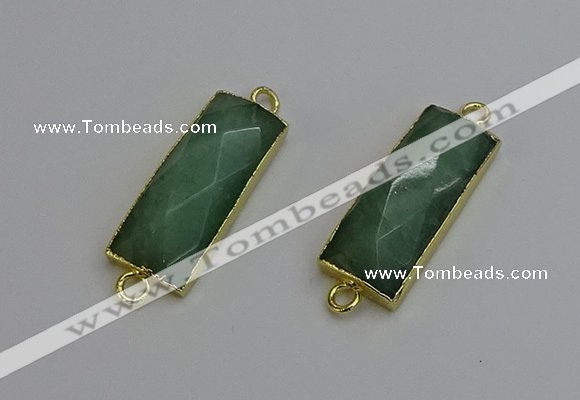 NGC5084 12*30mm - 15*35mm faceted rectangle green aventurine connectors