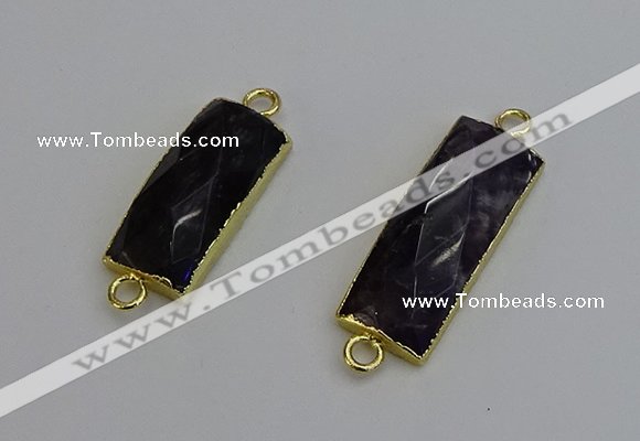NGC5088 12*30mm - 15*35mm faceted rectangle amethyst connectors